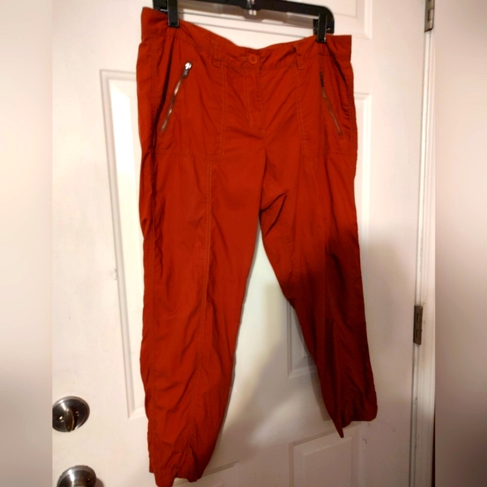 🍂 Fabulous Loft Rich Sienna Burnt Orange Ankle Active Wear Cargo Pants - 10 - Picture 10 of 14